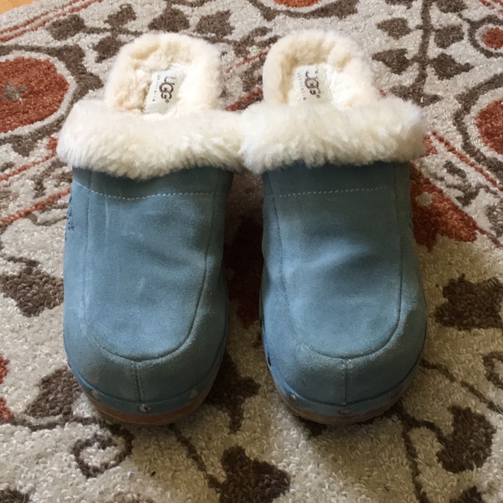Ugg Suede Shearling Fur Lined Mules